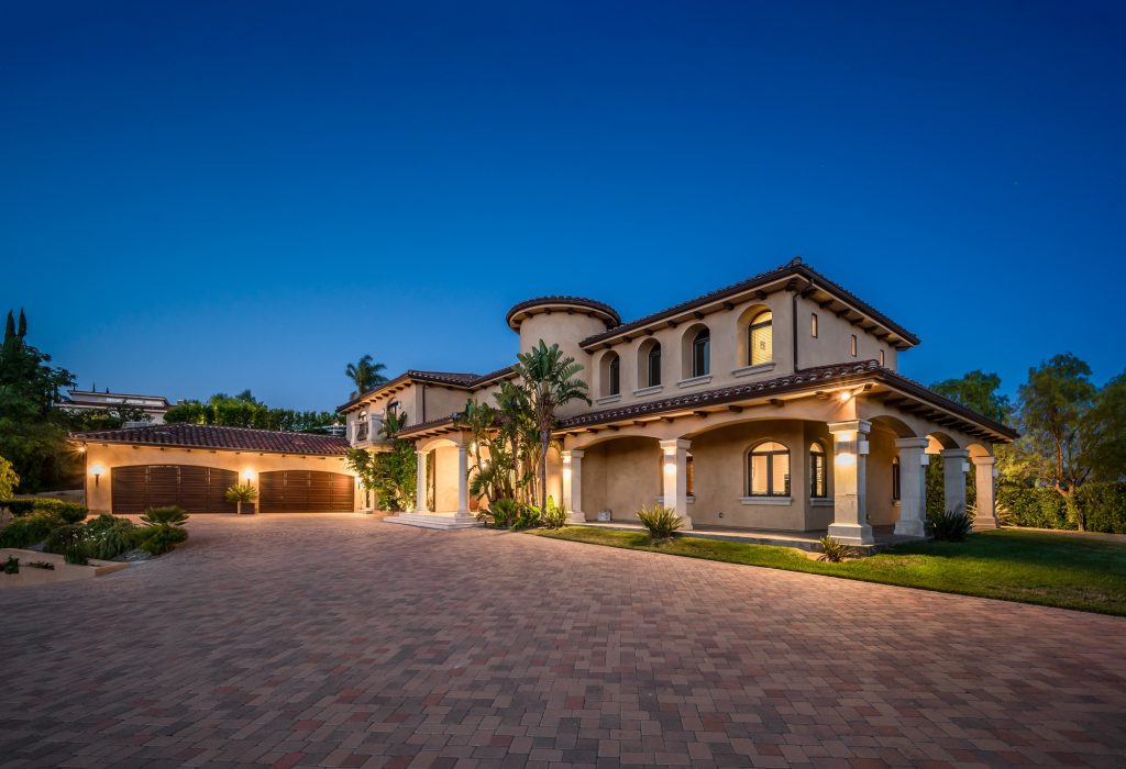 Exterior shot of a luxury home in Hidden Hills, California.